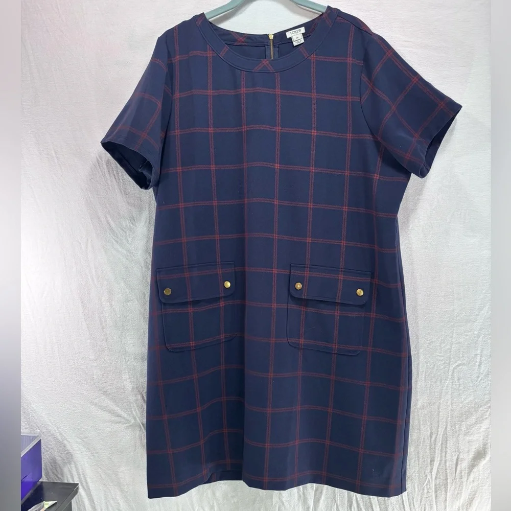 J Crew Womens size 20 Relaxed printed pocket dress in Vintage indigo crimson - Picture 2 of 12